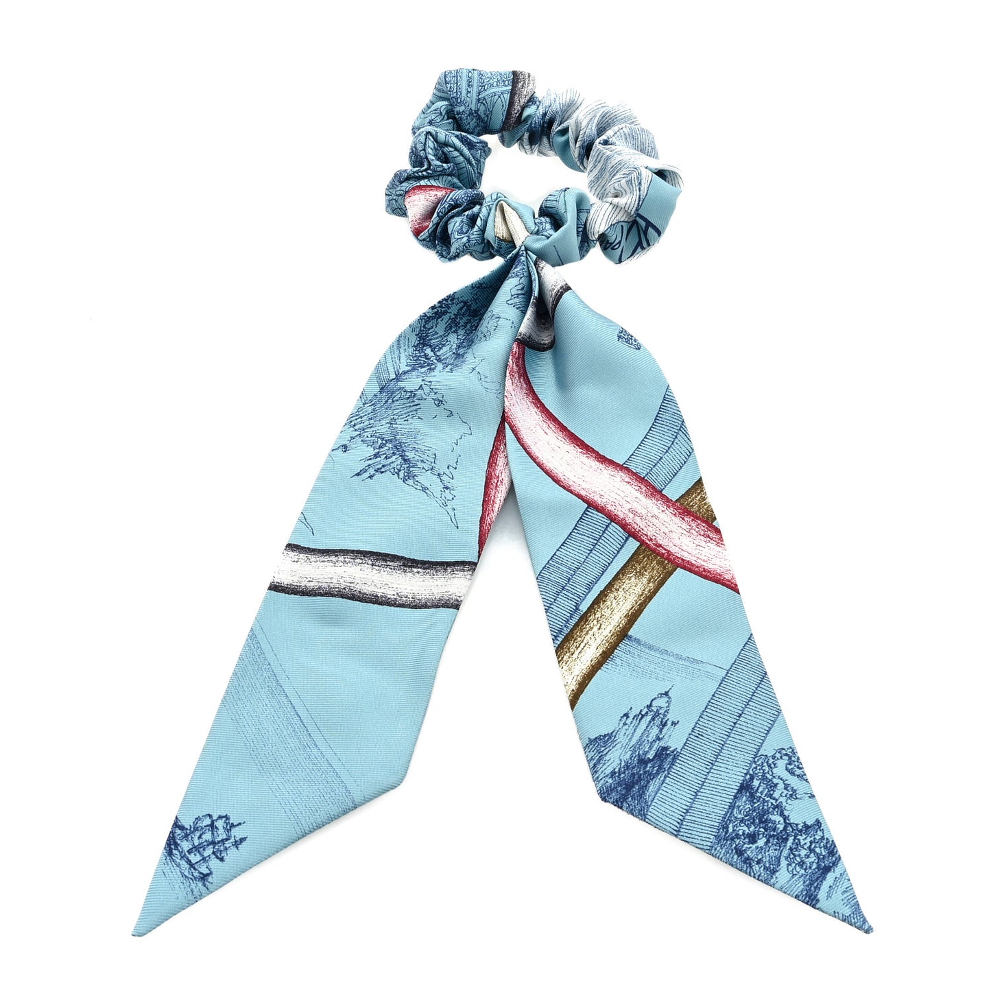 Silk Twilly Scrunchie Blue