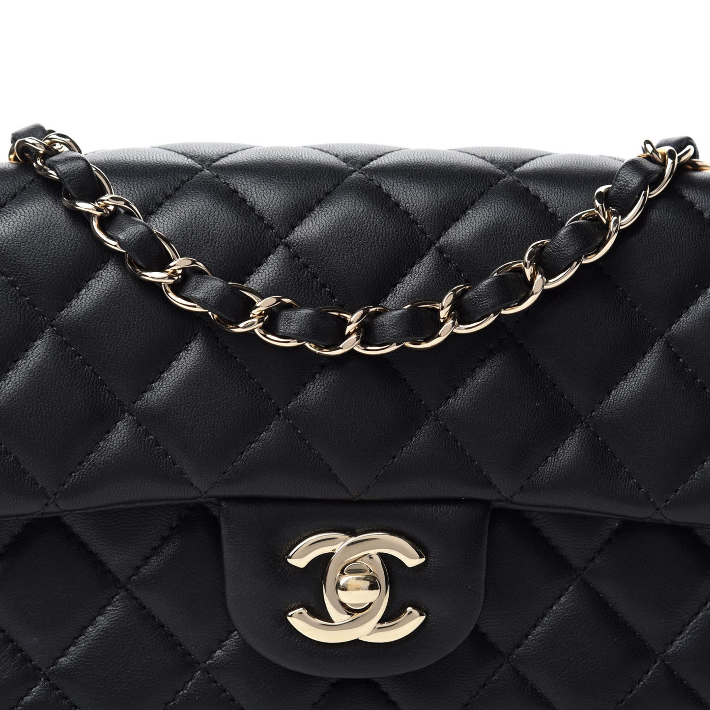 Lambskin Quilted Mini Rectangular Flap Black