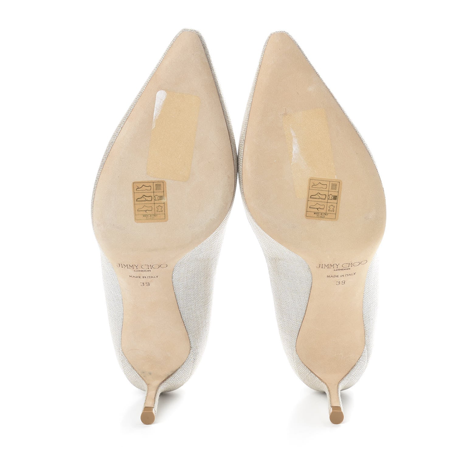 Jimmy Choo Metallic Linen Pointy Toe Romy 60 Pumps 39 Silver 5 of 9