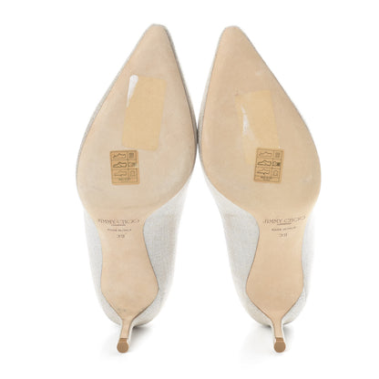Jimmy Choo Metallic Linen Pointy Toe Romy 60 Pumps 39 Silver 5 of 9