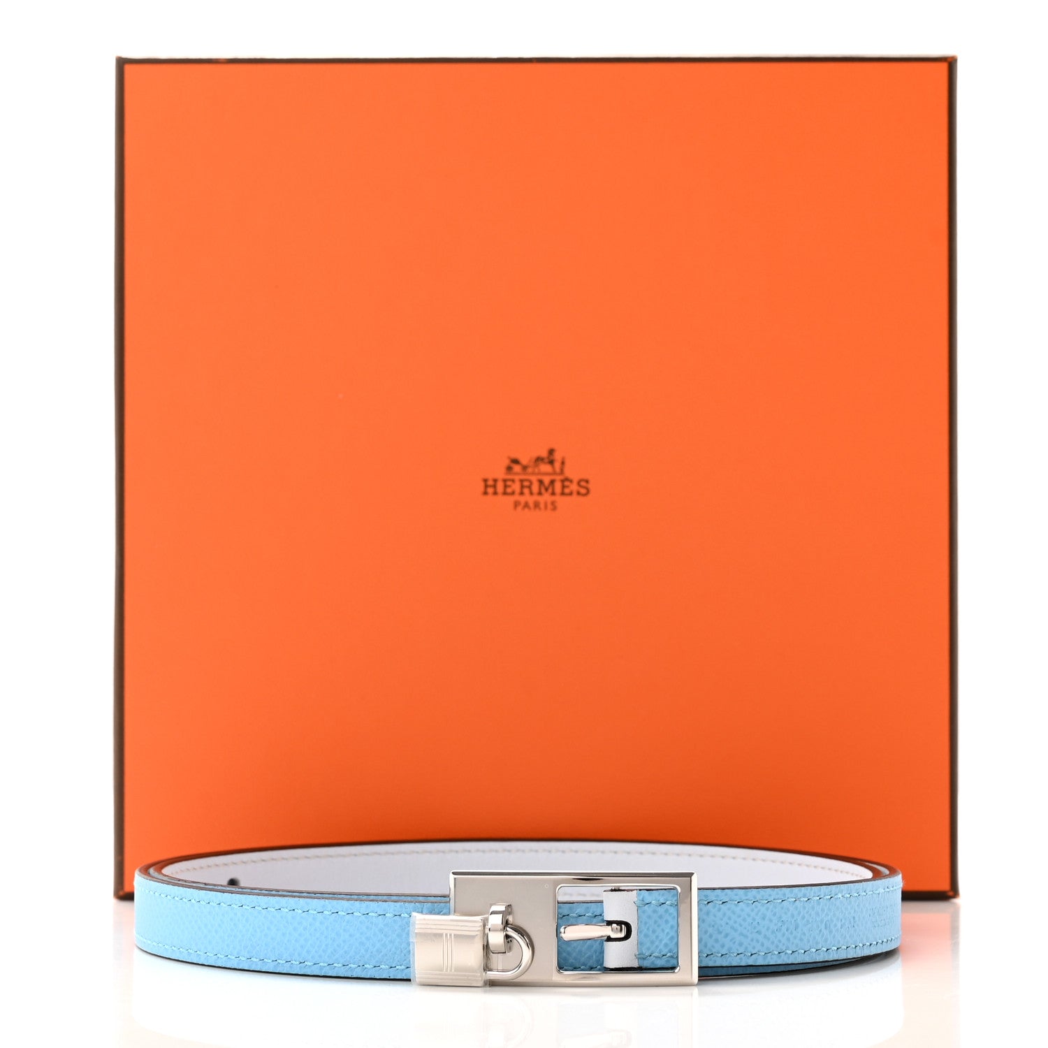 Hermes Swift Epsom 13mm Lucky 15 Belt 80 32 Bleu Brume Celeste 6 of 6