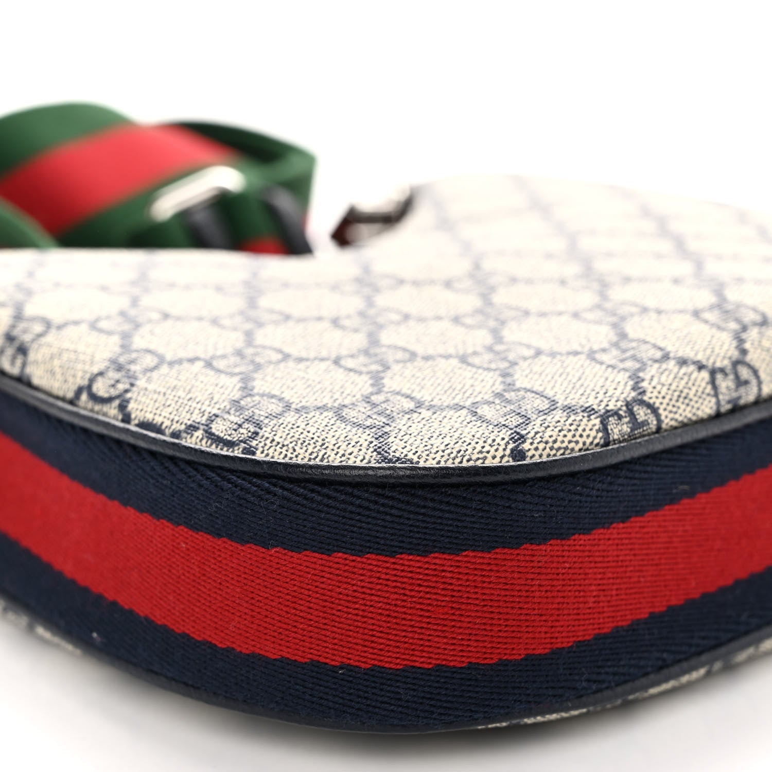 Gucci GG Supreme Monogram Textured Calfskin Web Small Attache Shoulder Bag Beige Blue 8 of 9