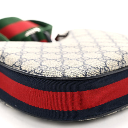Gucci GG Supreme Monogram Textured Calfskin Web Small Attache Shoulder Bag Beige Blue 8 of 9