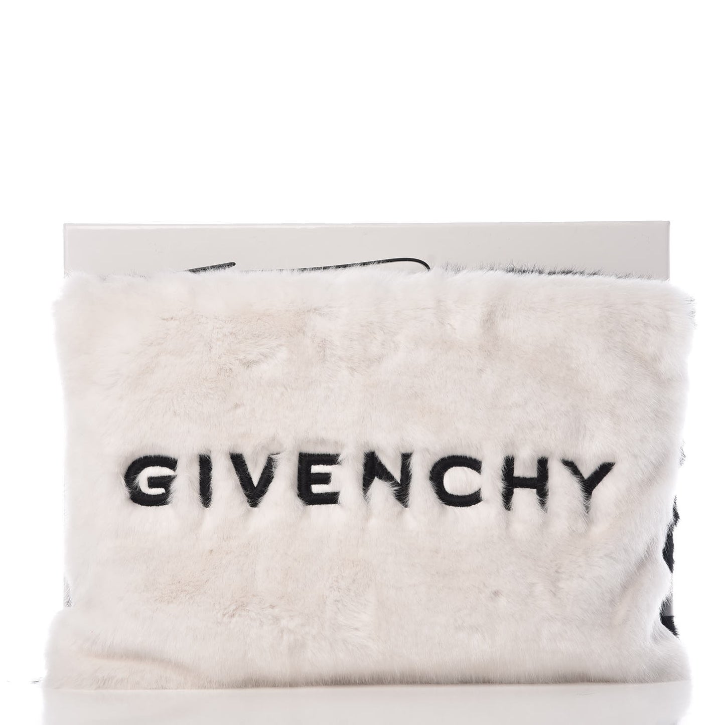 Faux Fur Two Tone Large GV3 Pouch Wristlet Black White