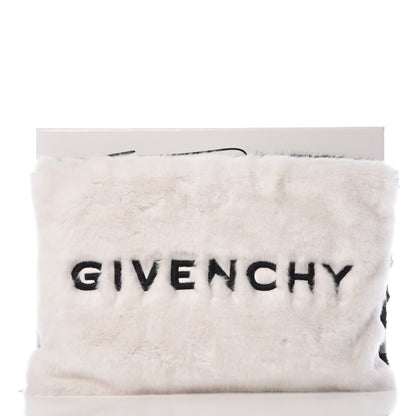 Givenchy Faux Fur Two Tone Large GV3 Pouch Wristlet Black White 8 of 8