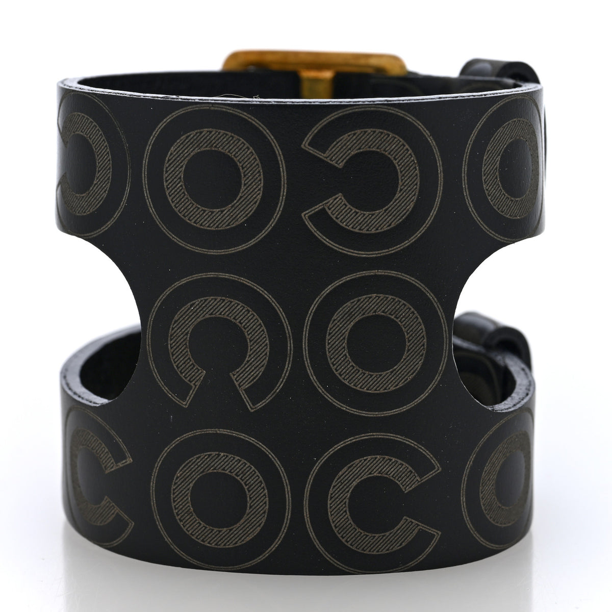 Calfskin Coco Double Buckle Bracelet Black