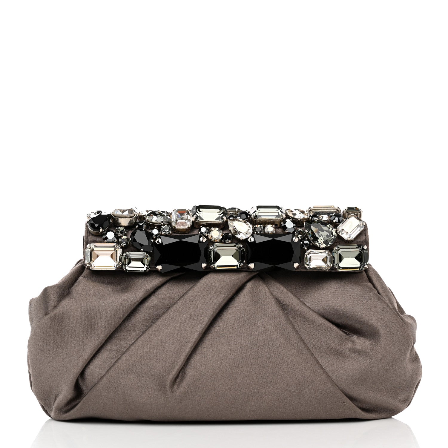 Prada Satin Crystal Clutch Fumo 4 of 9