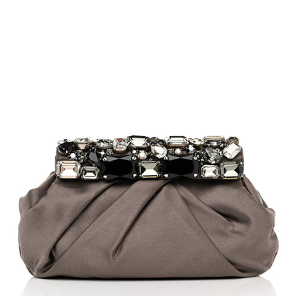 Prada Satin Crystal Clutch Fumo 4 of 9
