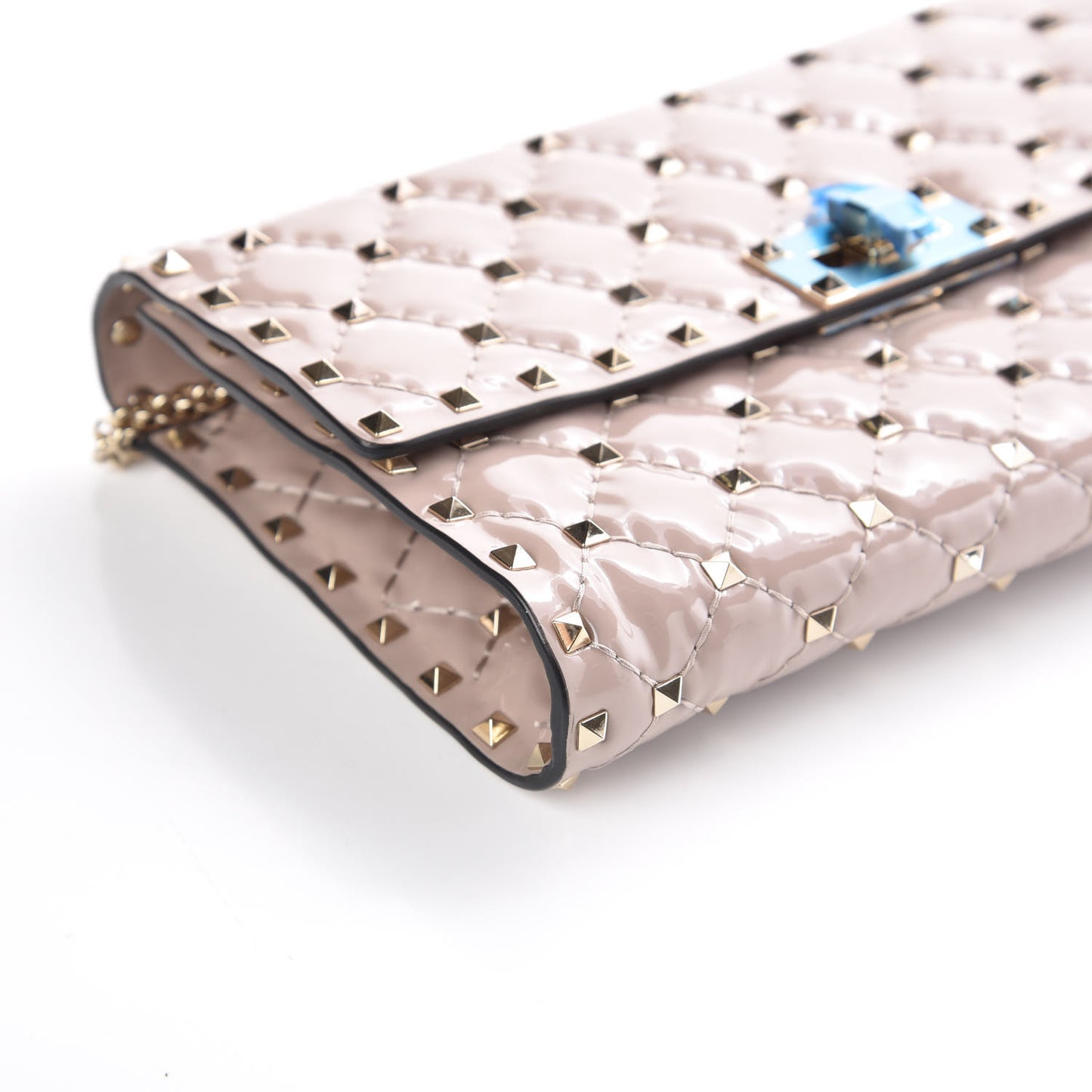 Patent Rockstud Spike Wallet on Chain Poudre