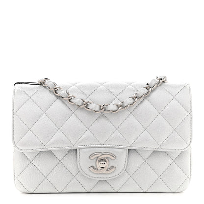Chanel Metallic Lambskin Quilted Mini Rectangular Flap Silver 1 of 9