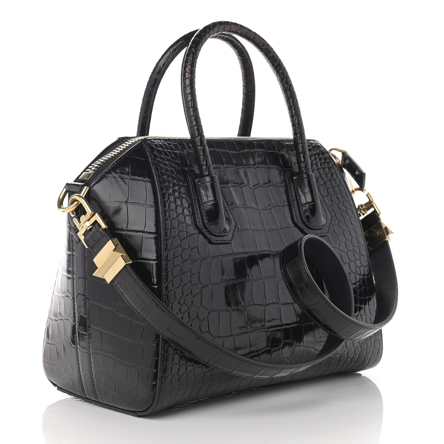 Givenchy Calfskin Crocodile Embossed Small Antigona Black 3 of 15