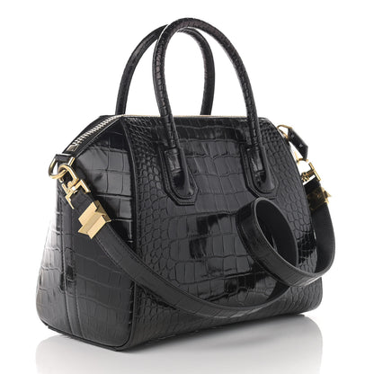 Givenchy Calfskin Crocodile Embossed Small Antigona Black 3 of 15