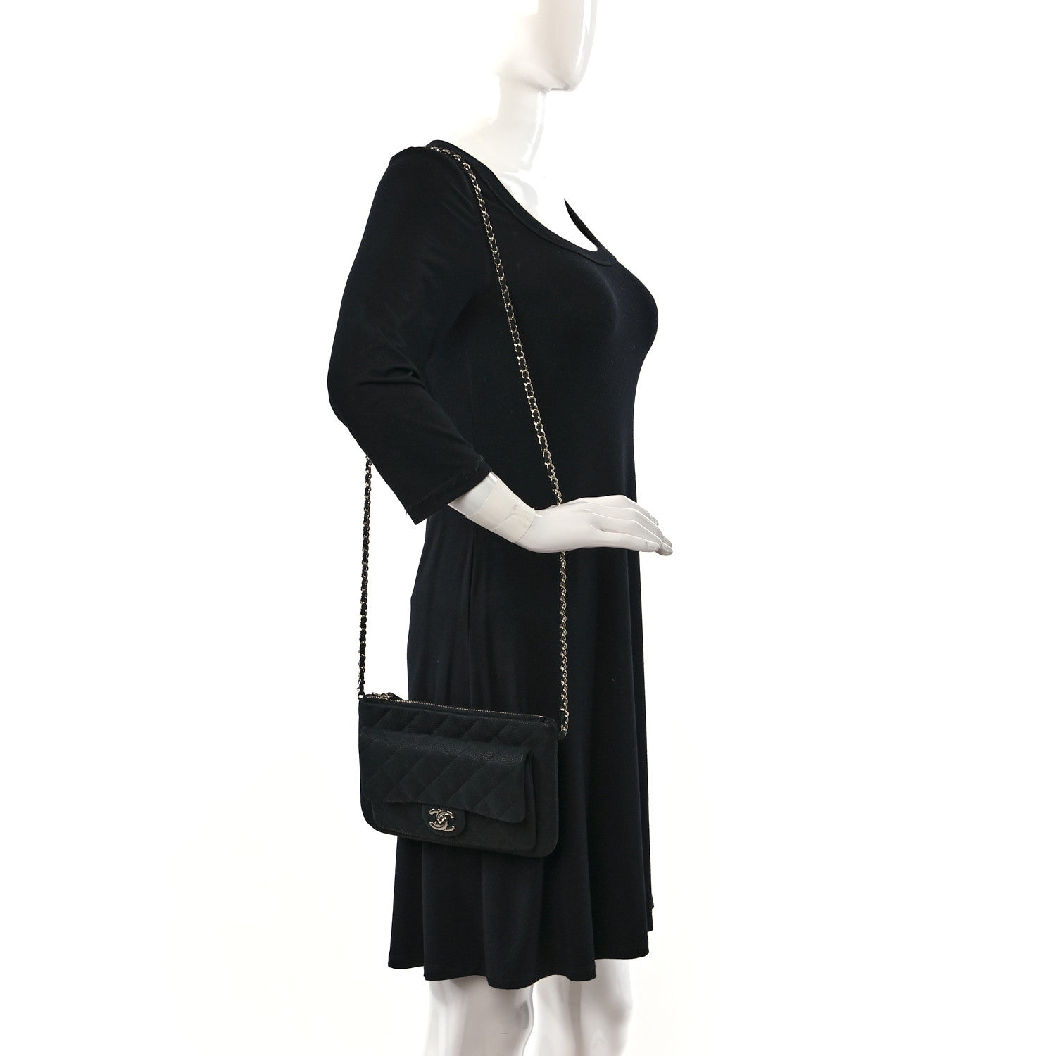 Chanel Iridescent Caviar Quilted Daily Zip Crossbody Bag Black 2 of 7