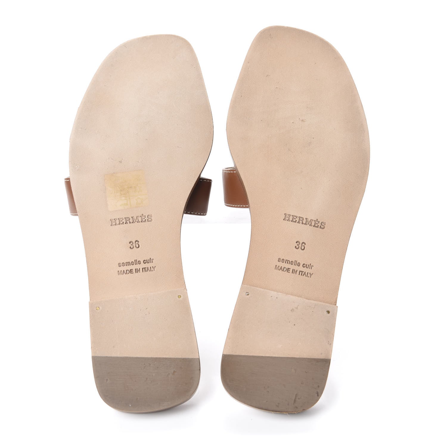 Hermes Box Calfskin Oran Sandals 36 Gold 6 of 9