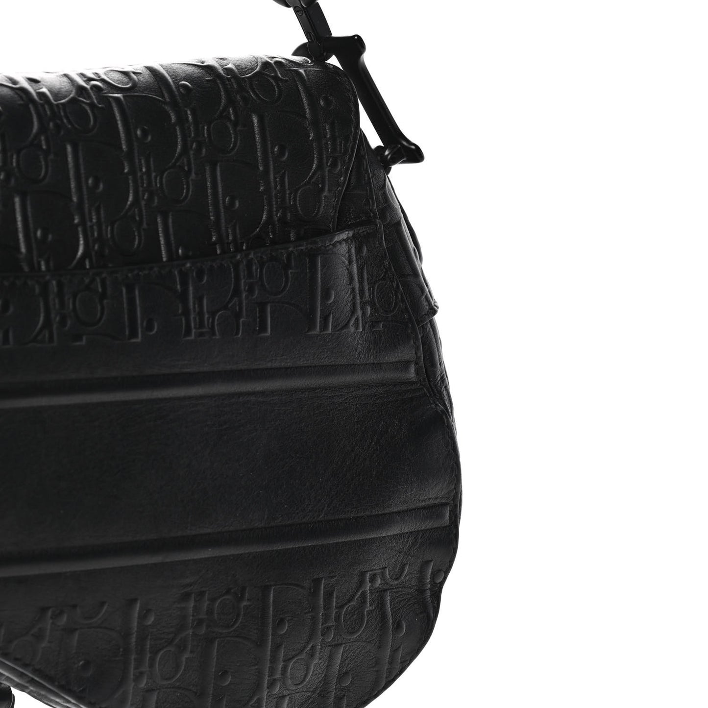 Calfskin Embossed Oblique Saddle Bag Black
