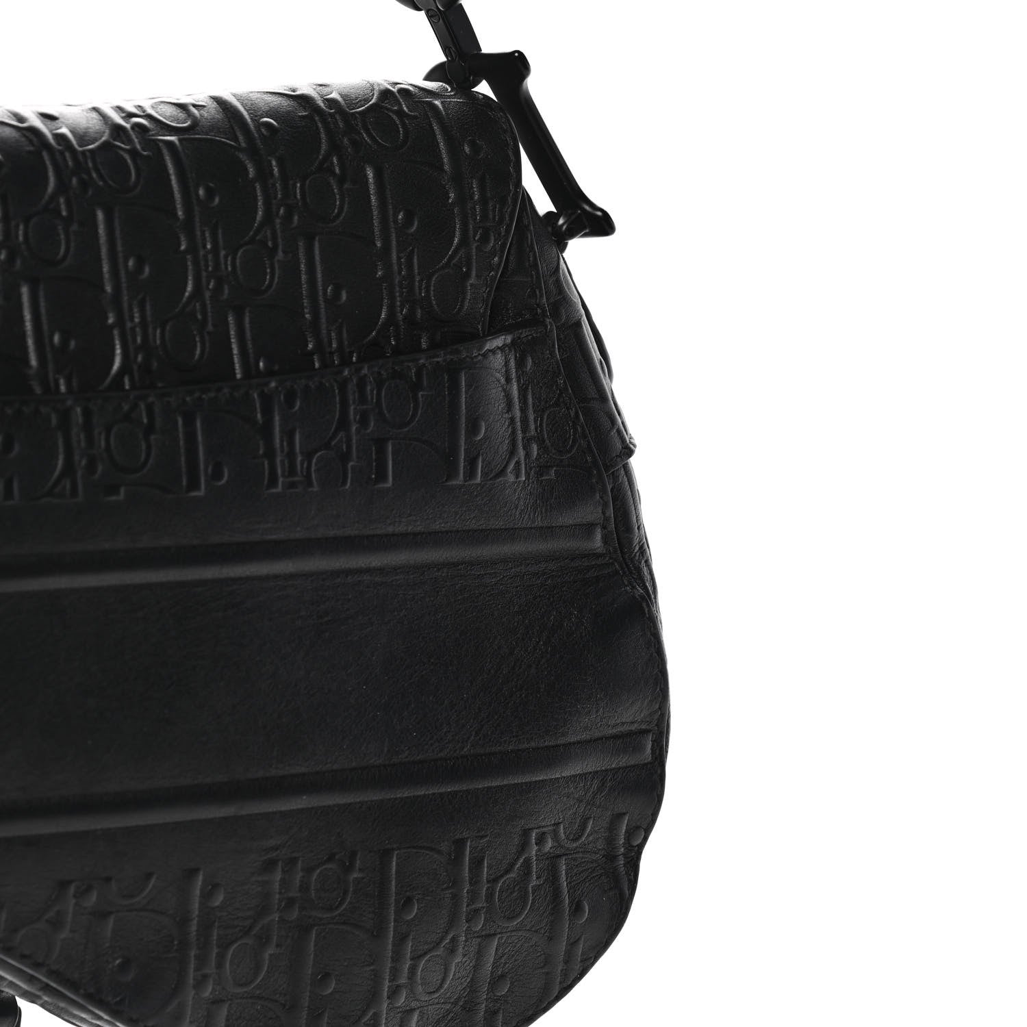 Christian Dior Calfskin Embossed Oblique Saddle Bag Black 12 of 13