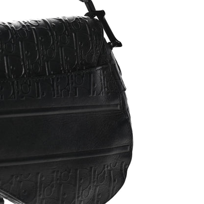 Christian Dior Calfskin Embossed Oblique Saddle Bag Black 12 of 13