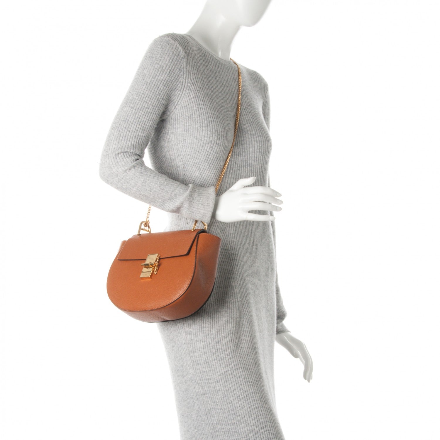 Chloe Grained Lambskin Drew Shoulder Bag Caramel 2 of 8