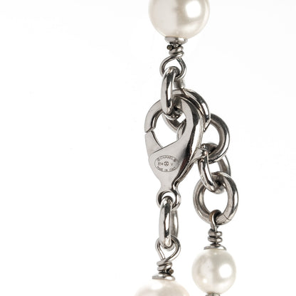 Chanel Crystal Pearl CC Long Necklace Silver 3 of 4