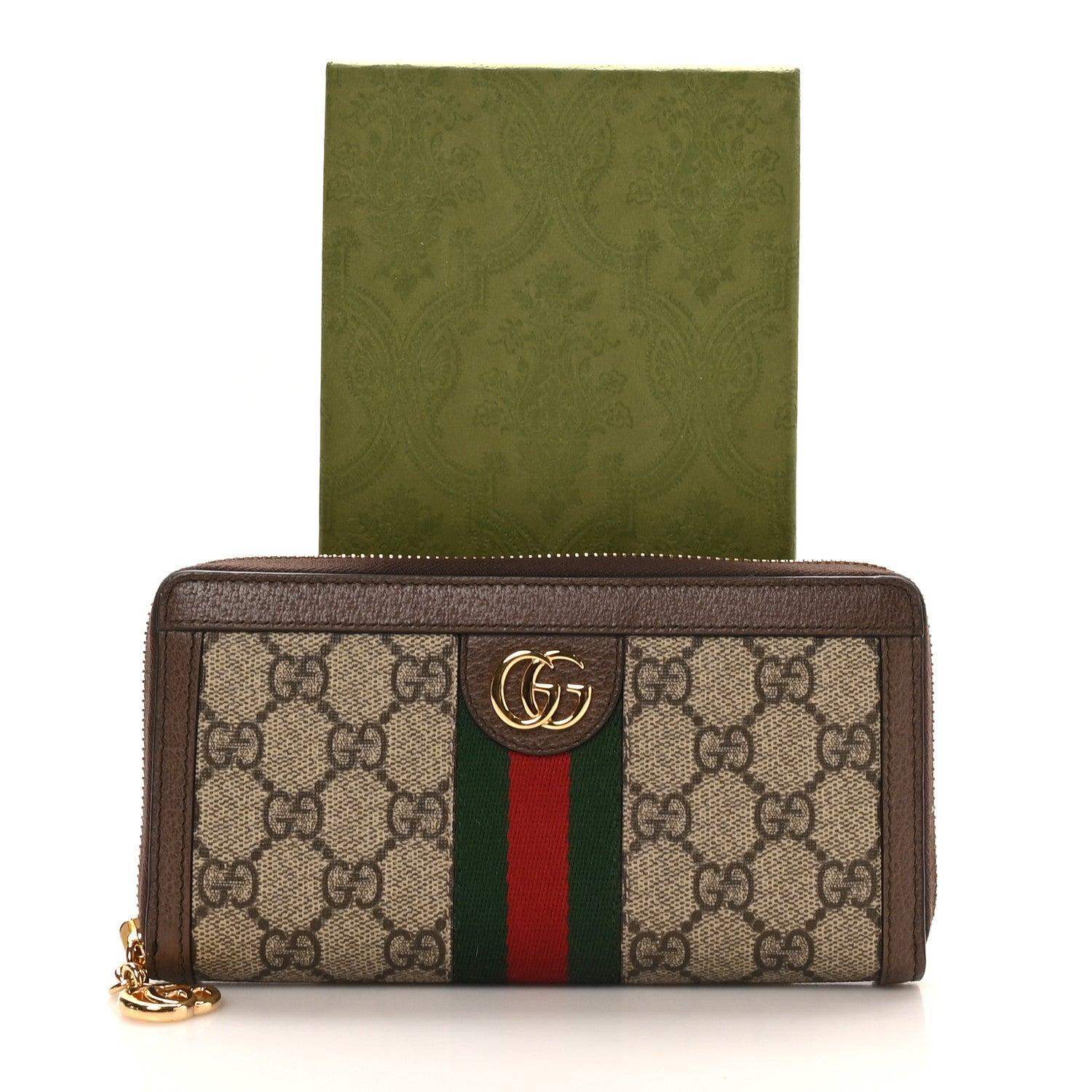 Gucci GG Supreme Monogram Web Ophidia Zip Around Wallet Brown 8 of 8