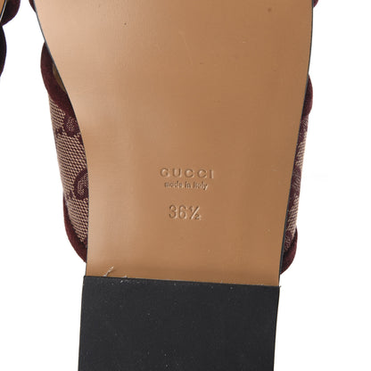 Gucci Canvas GG Monogram Womens Criss Cross Slide Sandals 36.5 Sahara Rubino Chardonnay 6 of 10