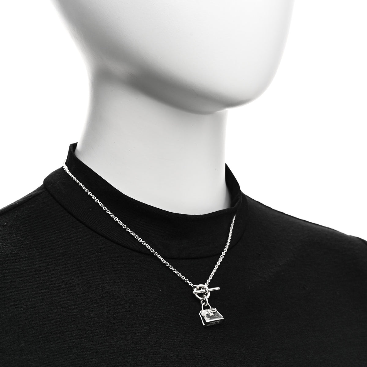 Hermes Sterling Silver Kelly Charm Pendant Necklace 2 of 5