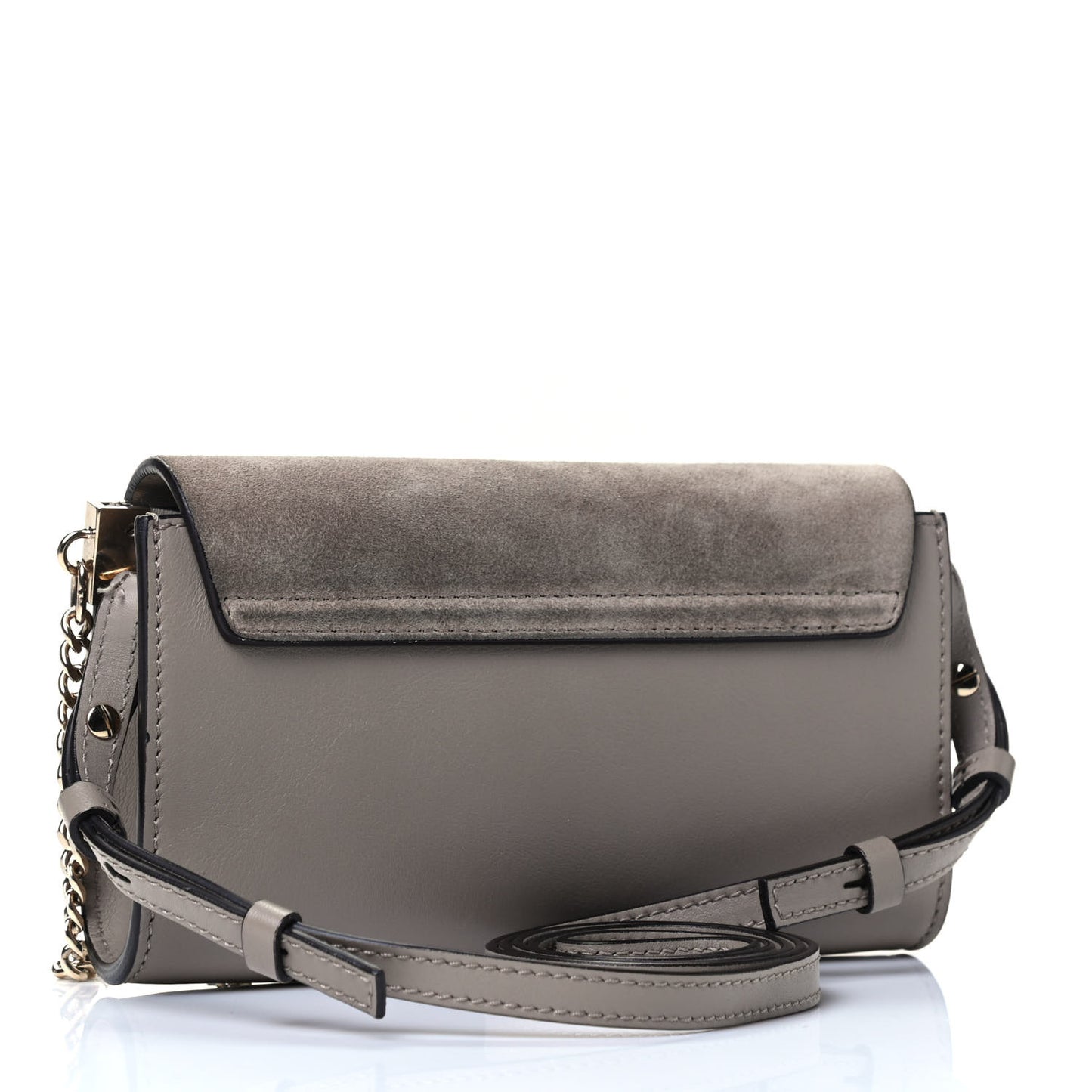 Suede Calfskin Mini Faye Shoulder Bag Motty Grey