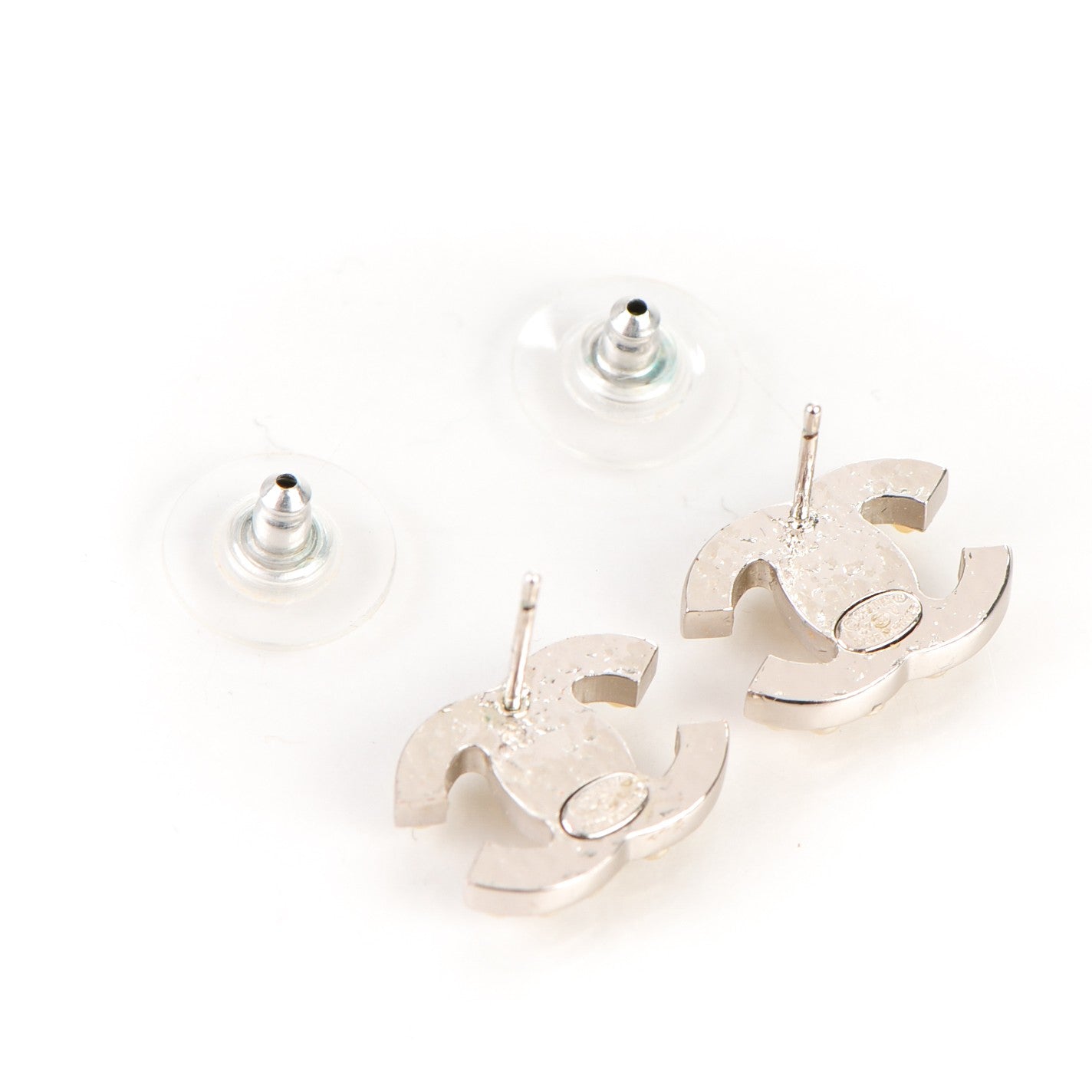 Pearl CC Earrings Silver