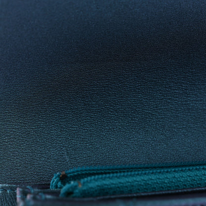Chanel Metallic Lambskin Quilted Large Gusset Flap Wallet Turquoise 9 of 11
