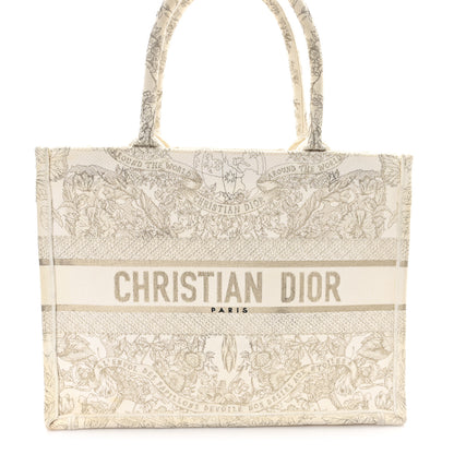 Christian Dior Canvas Embroidered Medium Jardin D'Hiver Book Tote White Gold 8 of 11