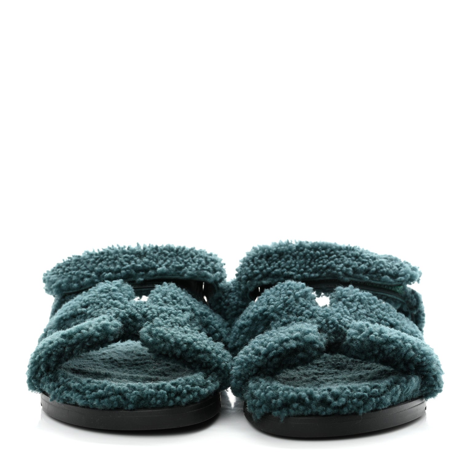 Hermes Woolskin Womens Chypre Sandals 40 Vert Anglais 2 of 8