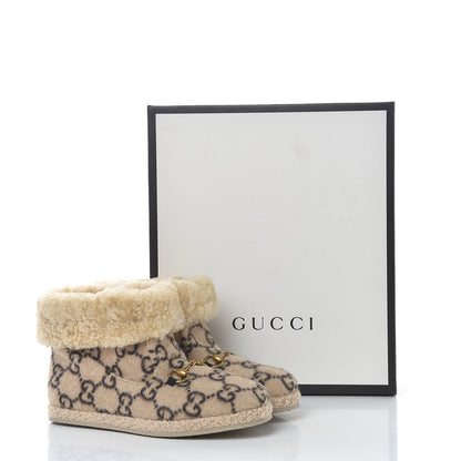Gucci Covered Wool GG Monogram Womens Fria Horsebit Ankle Boots 38 Beige Ebony Butterscotch 9 of 9