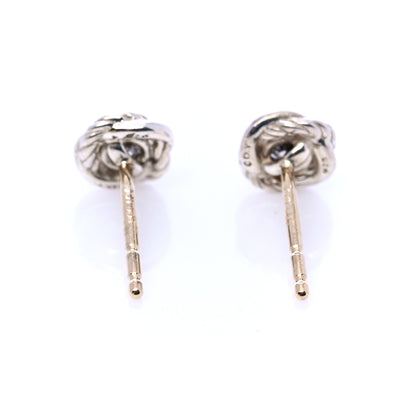 David Yurman Sterling Silver Diamond 7mm Infinity Stud Earrings 4 of 6