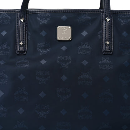 MCM Nylon Monogram Medium Dieter Shopper Tote Navy 7 of 9