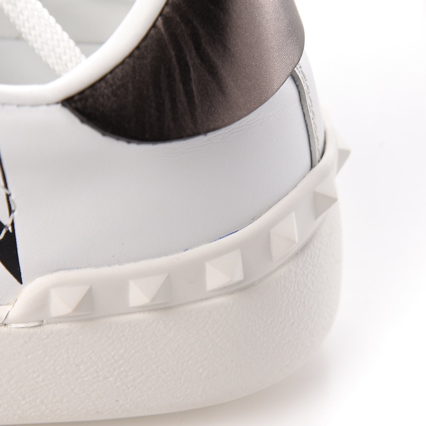 Calfskin VLTN Rockstud Open Sneakers 37.5 White