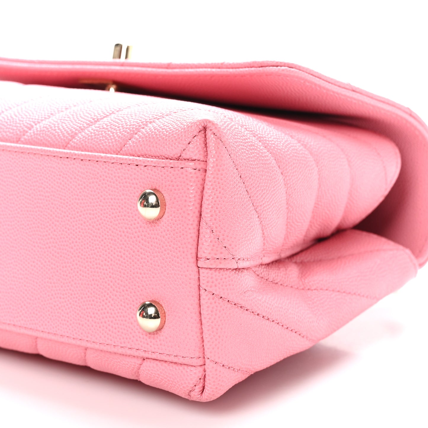 Caviar Chevron Quilted Mini Coco Handle Flap Pink