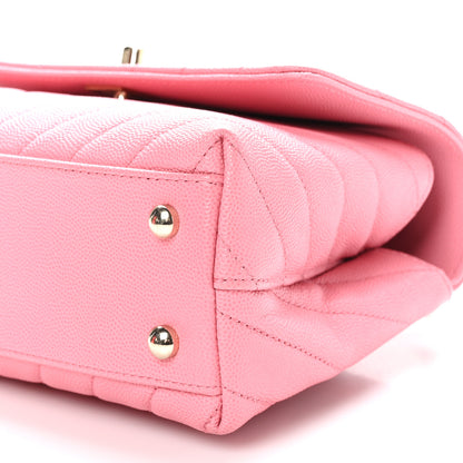 Chanel Caviar Chevron Quilted Mini Coco Handle Flap Pink 10 of 11