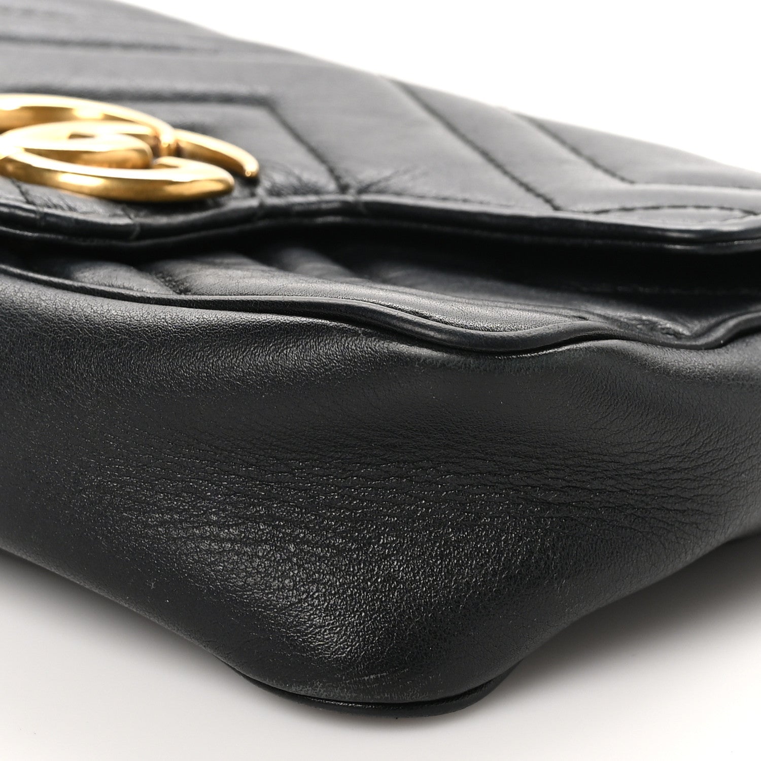 Gucci Calfskin Matelasse Super Mini GG Marmont Shoulder Bag Black 10 of 10