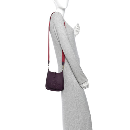 Hermes Taurillon Clemence Amazone Evelyne TPM  Cassis Rouge Grenat 2 of 10