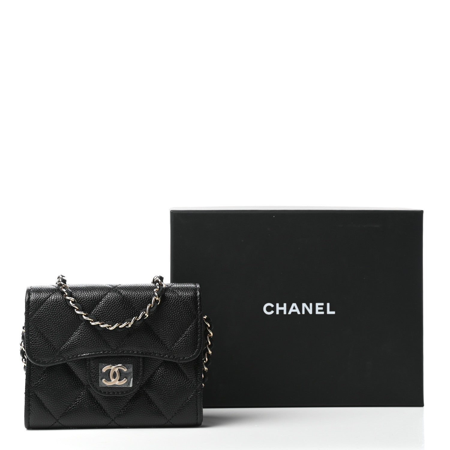 Chanel Caviar Quilted Flap Card Holder On Chain Black 11 of 11