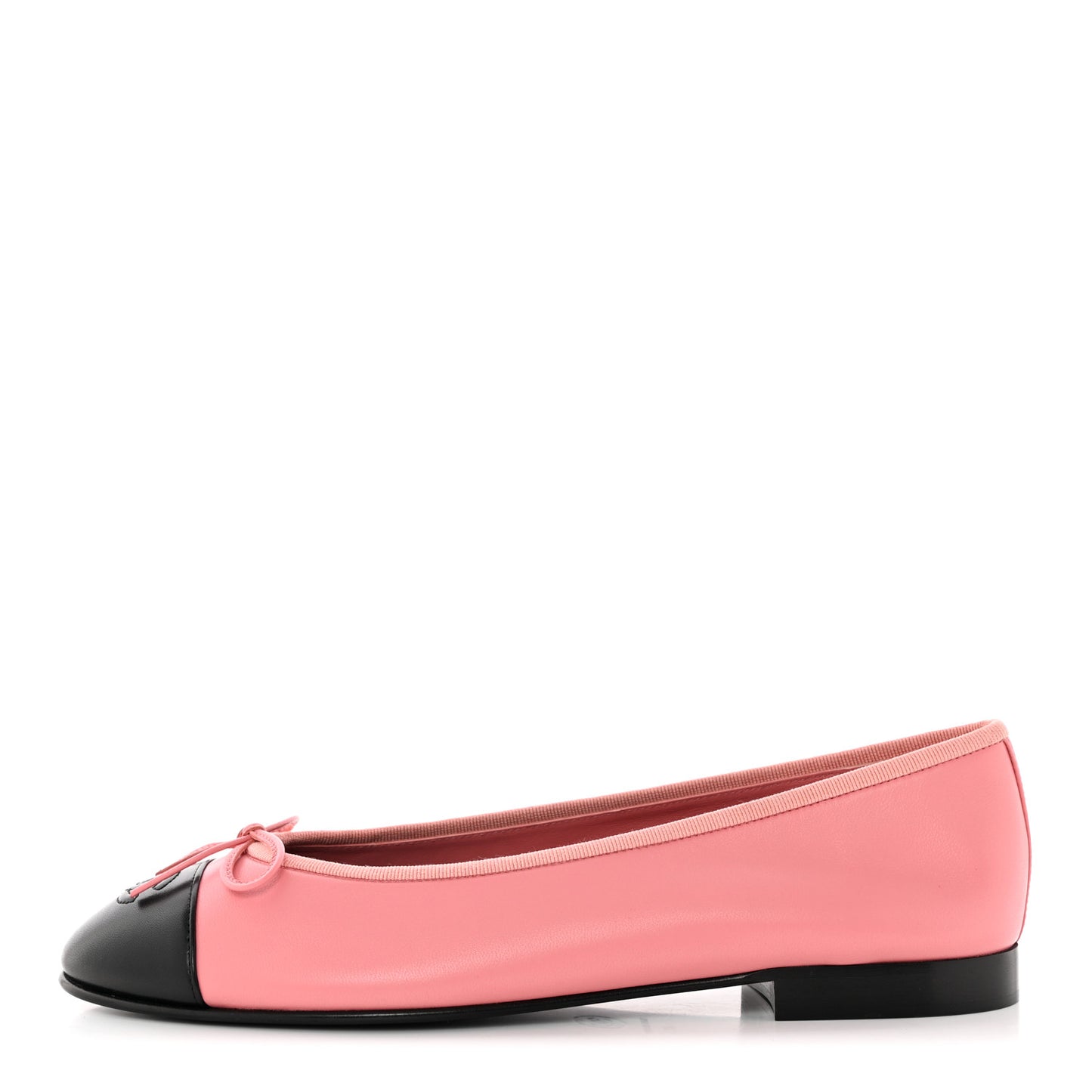 Lambskin Cap Toe CC Ballerina Flats 41 Coral Black