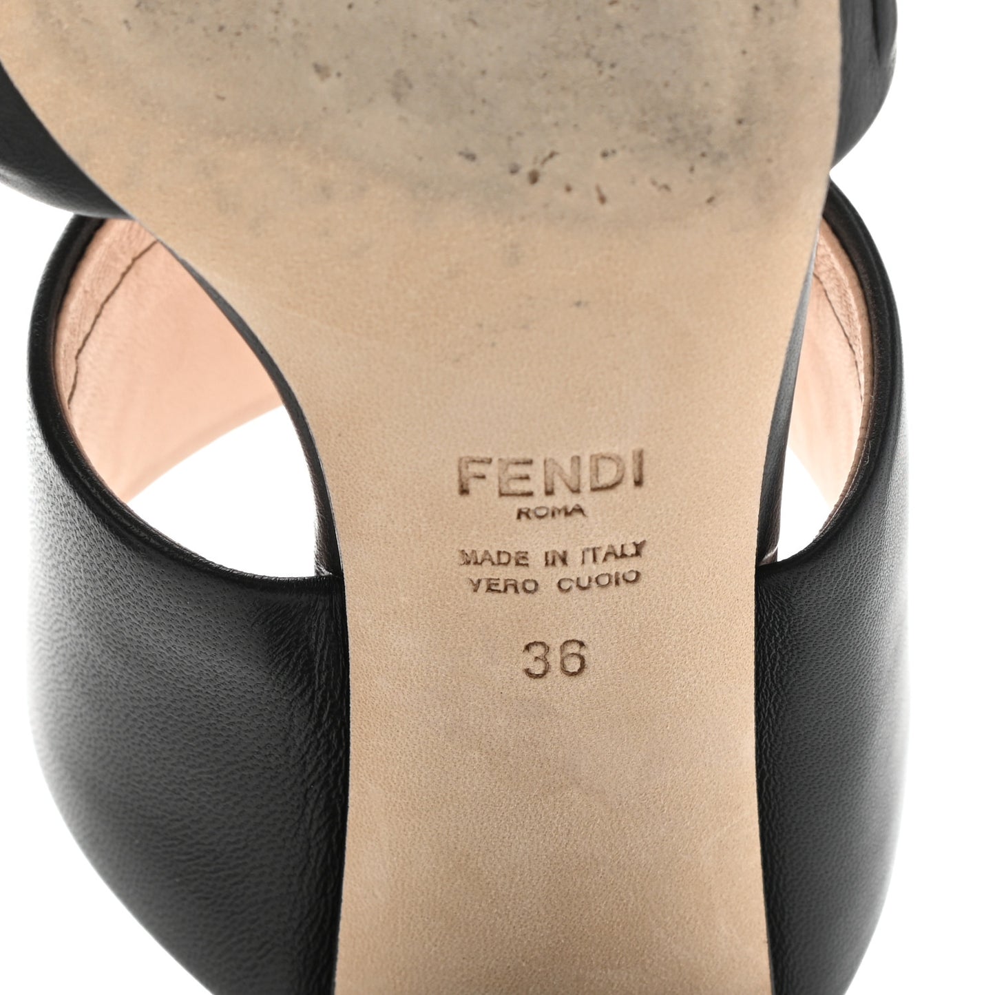 Nappa FF Embossed Slide Sandals 36 Black