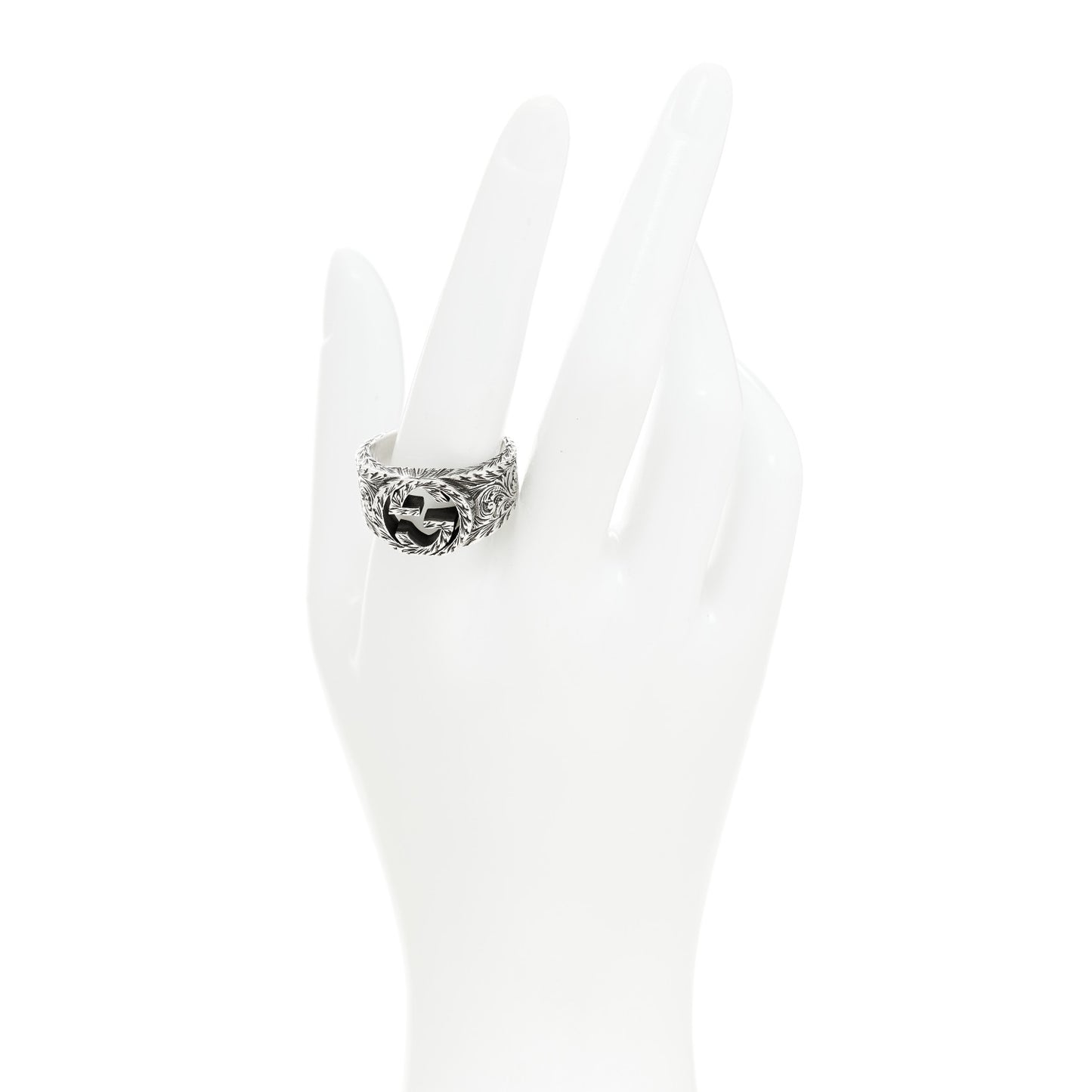 Sterling Silver Interlocking GG Signet Ring 64 10.75