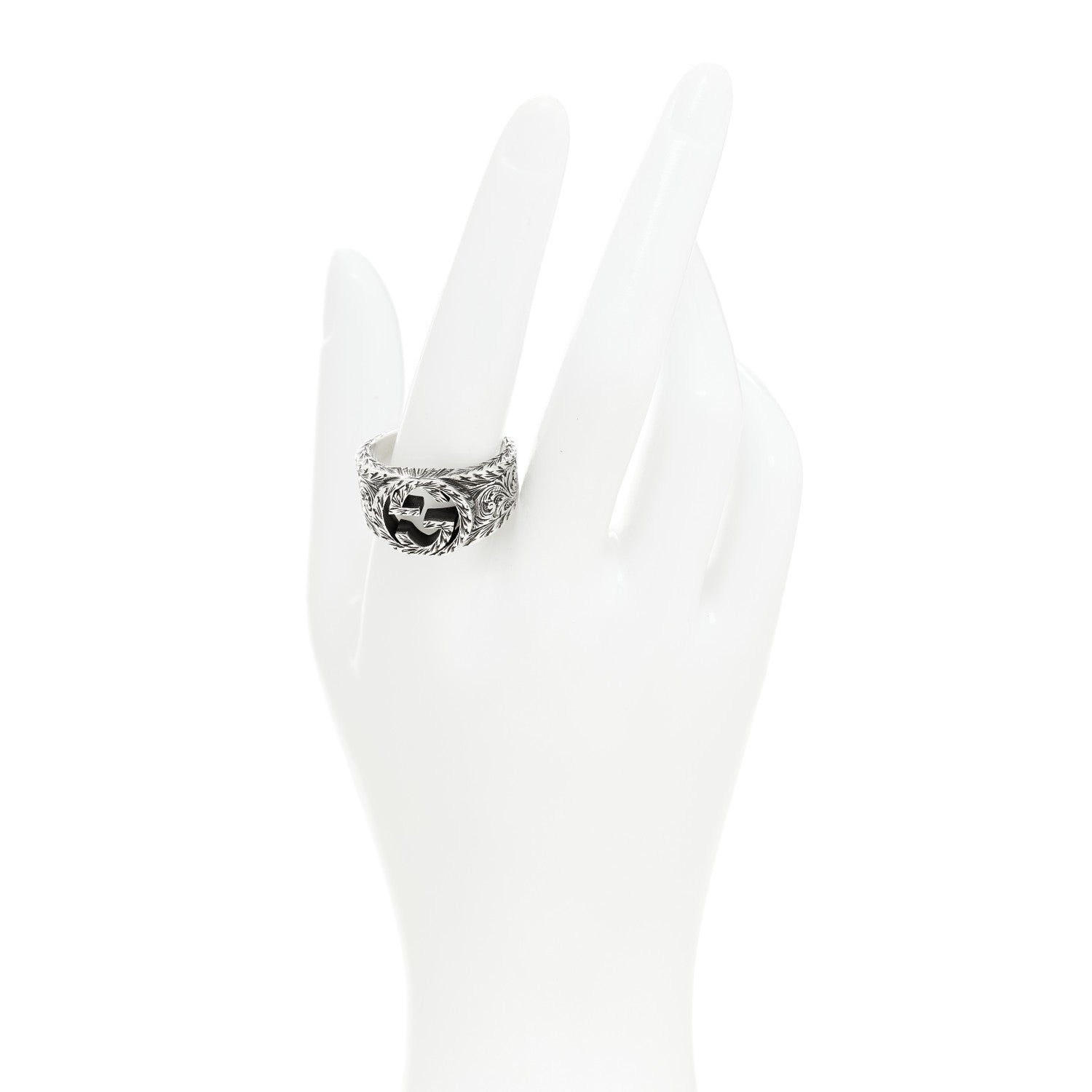 Gucci Sterling Silver Interlocking GG Signet Ring 64 10.75 2 of 6