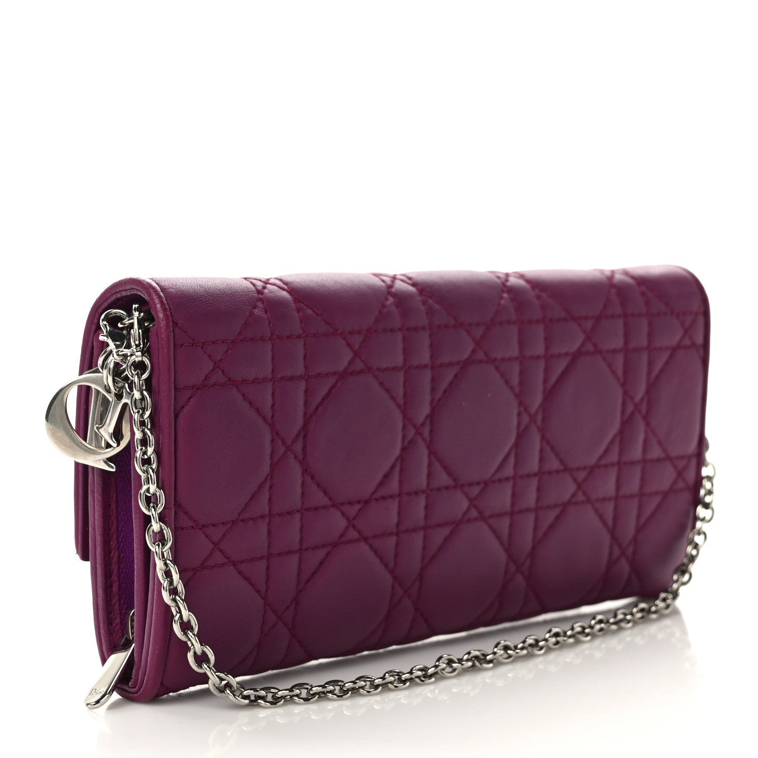 Christian Dior Lambskin Cannage Lady Dior Rendezvous Wallet On Chain More 2 of 7