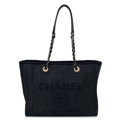 Chanel Mixed Fibers Small Deauville Tote Navy Blue 1 of 11