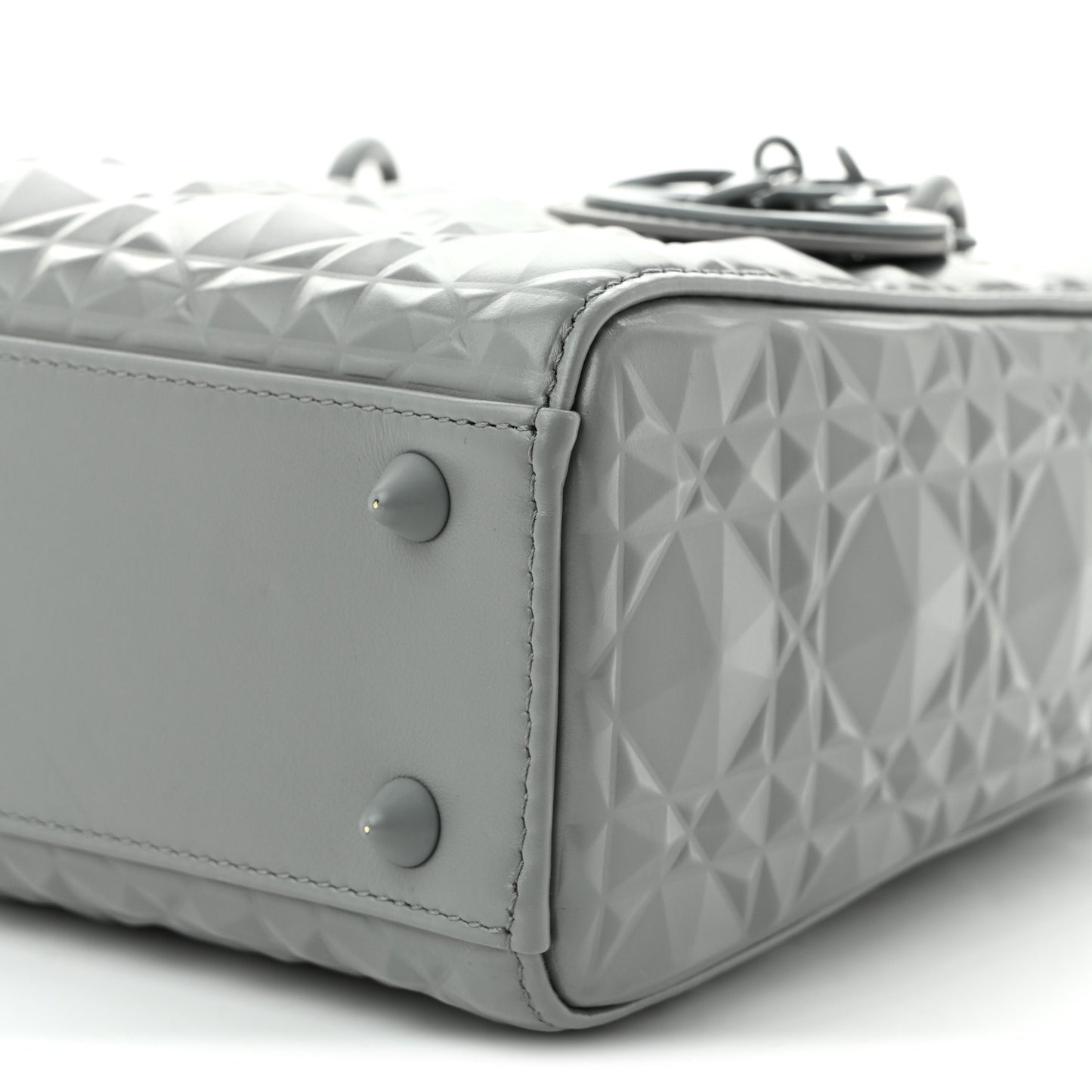 Calfskin Cannage Diamond Small My ABCDior Lady Dior  Gray