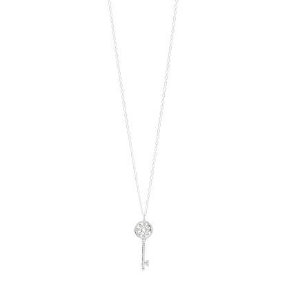 Tiffany Platinum 18K White Gold Diamond 1.17ctw Petals Key Pendant Necklace 1 of 5