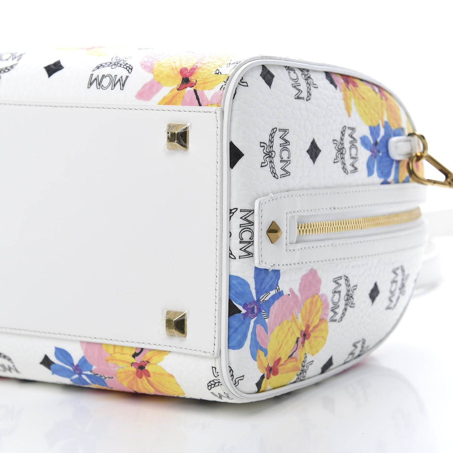 Visetos Floral Print Boston Bag White
