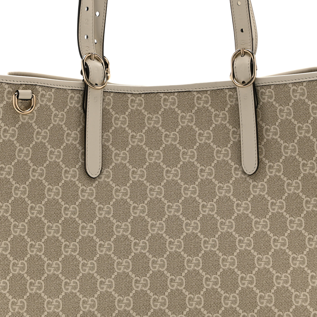Gucci GG Supreme Monogram Emblem Large Tote Bag  Mystic White Oatmeal 8 of 10